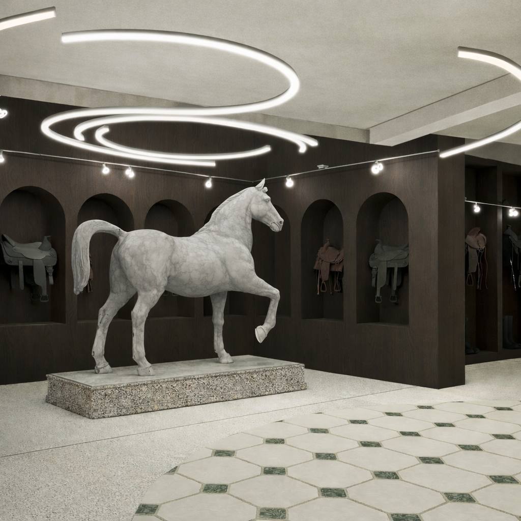 Designed an equestrian sports store interior concept 3D-2