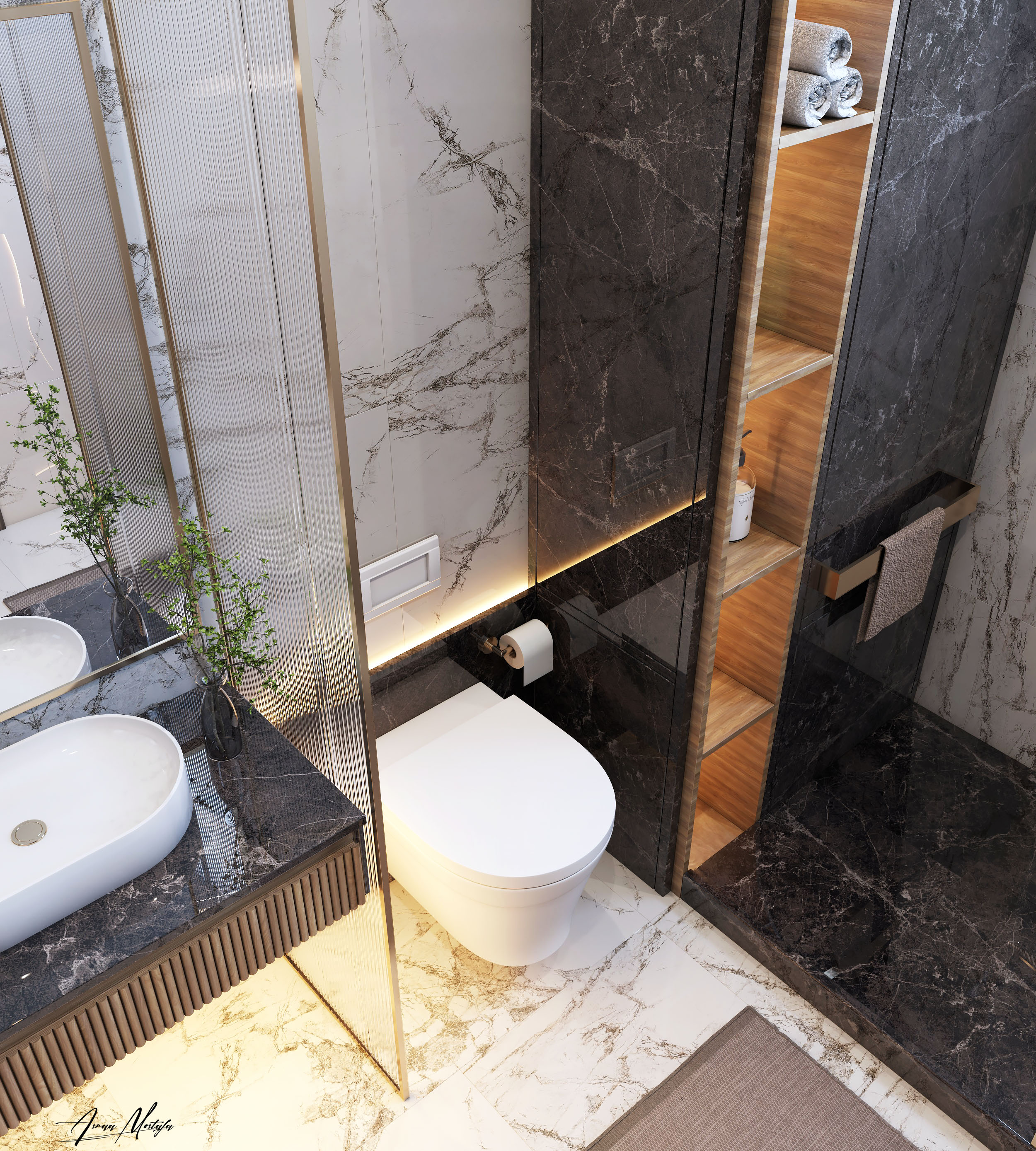 私人别墅卫生间及洗漱区设计丨卡塔尔多哈-6