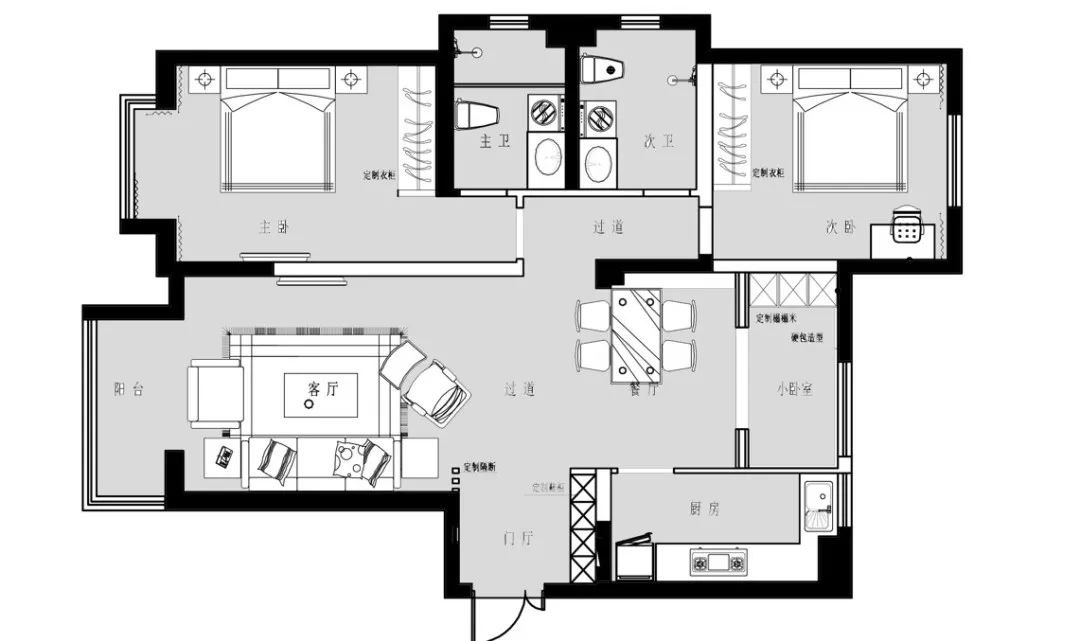 84㎡旧房翻新变 120㎡现代风,峰尚装饰王中英案例赏析-19