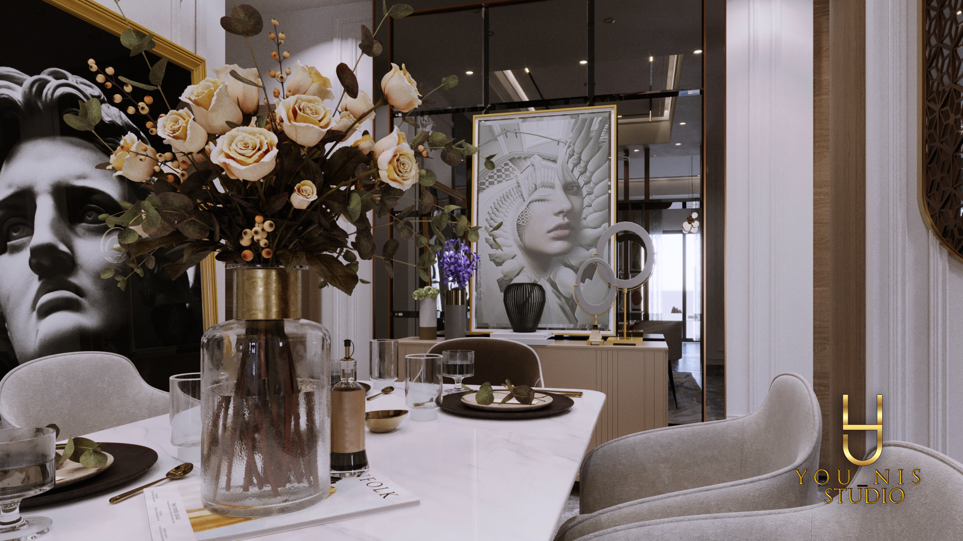 带有开放式厨房的接待区丨埃及丨you_nis studio-11