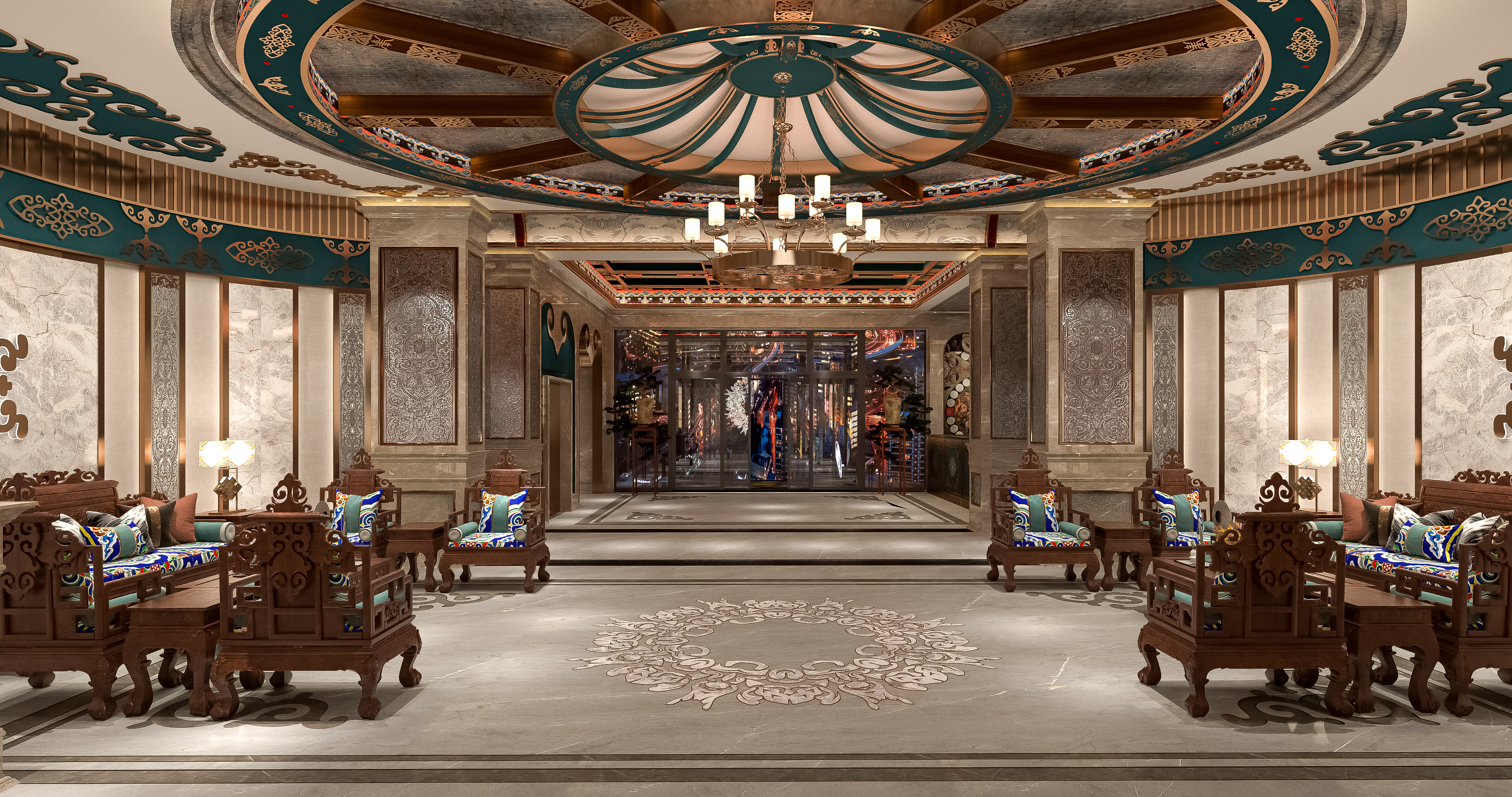蒙元文化酒店大堂设计-11