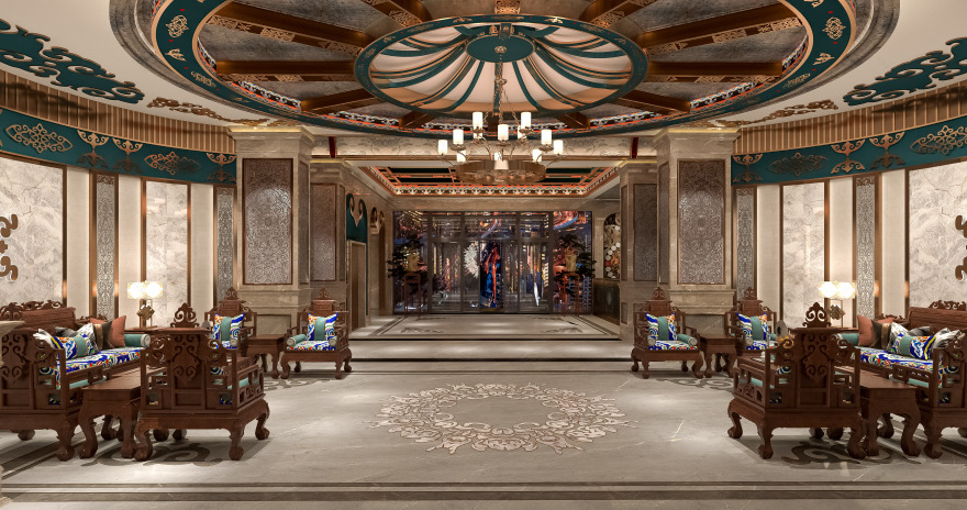 蒙元文化酒店大堂设计-11