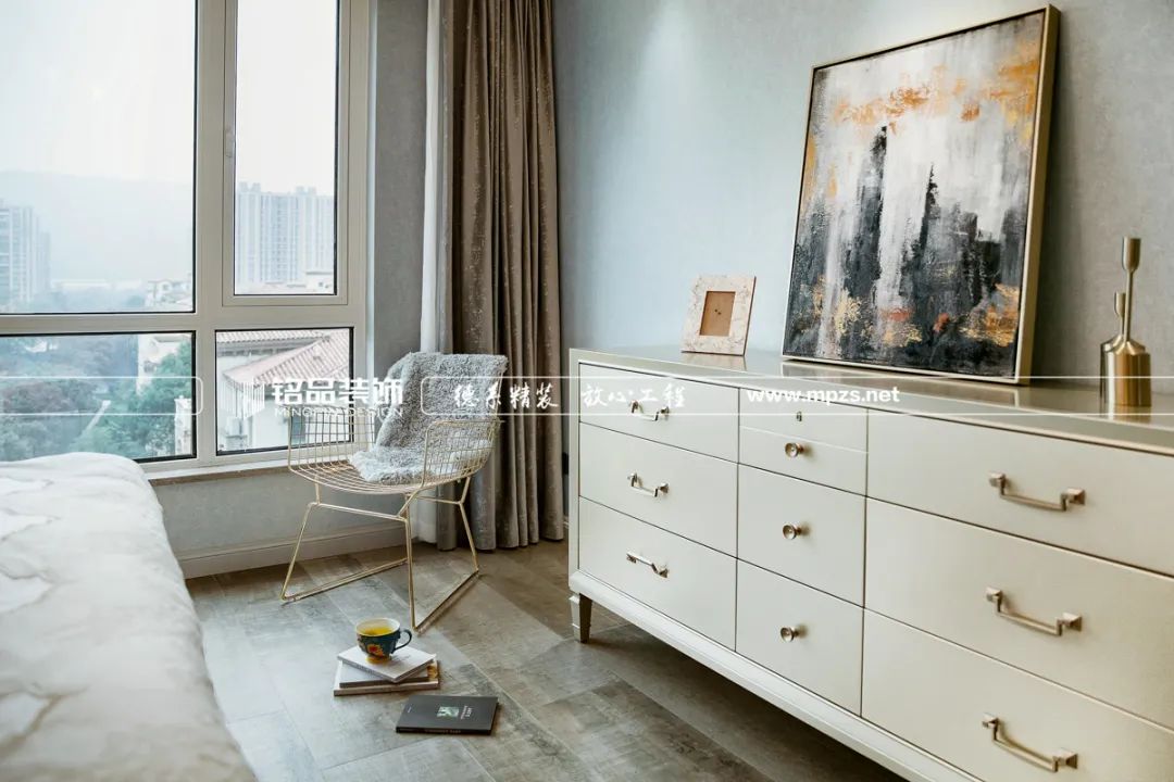 150㎡美式轻奢婚房，沁蓝米咖配色展现小资情调-51