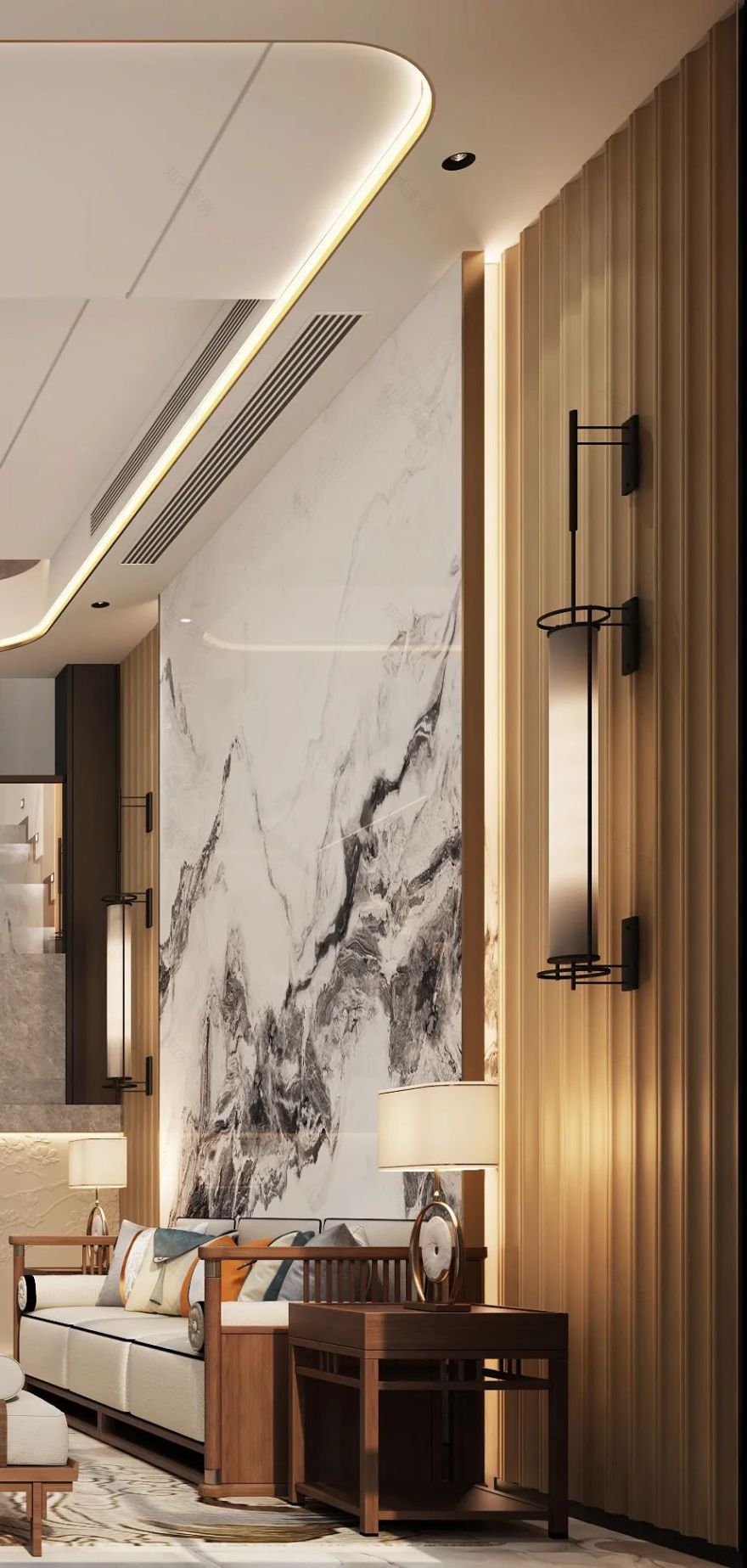 立于当下 静守自然 · 广州某别墅现代轻奢新中式设计丨中国广州丨广州W设计-8