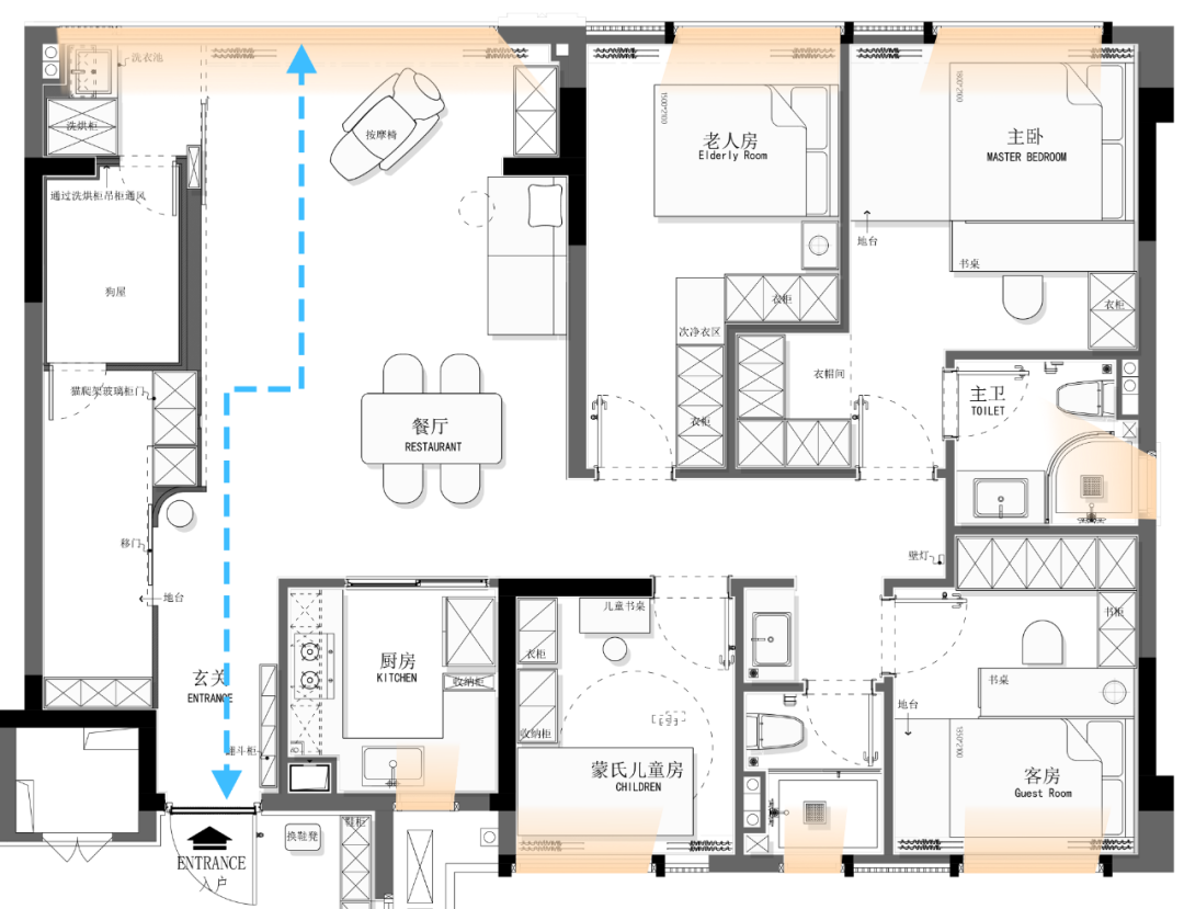 红瓦设计·实景案例丨131㎡精装改现代简约，双移门后居然暗藏玄机，这样设计多出两间房！-31