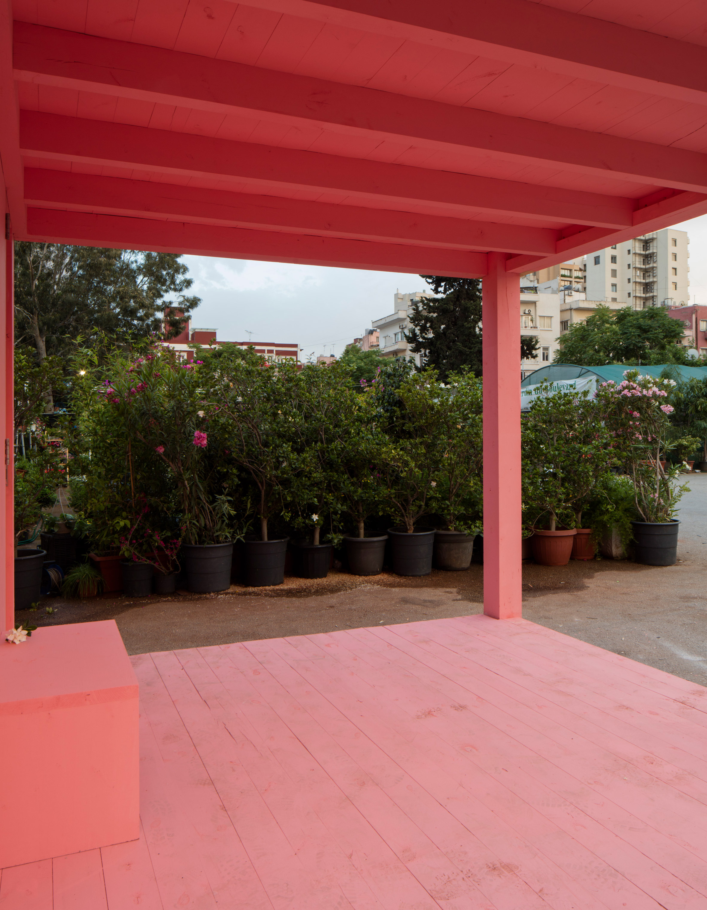 All-pink Silent Room sits in the middle of a Beirut highway-12