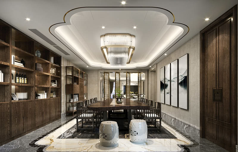 别墅中式风格室内装修设计案例效果图2-2