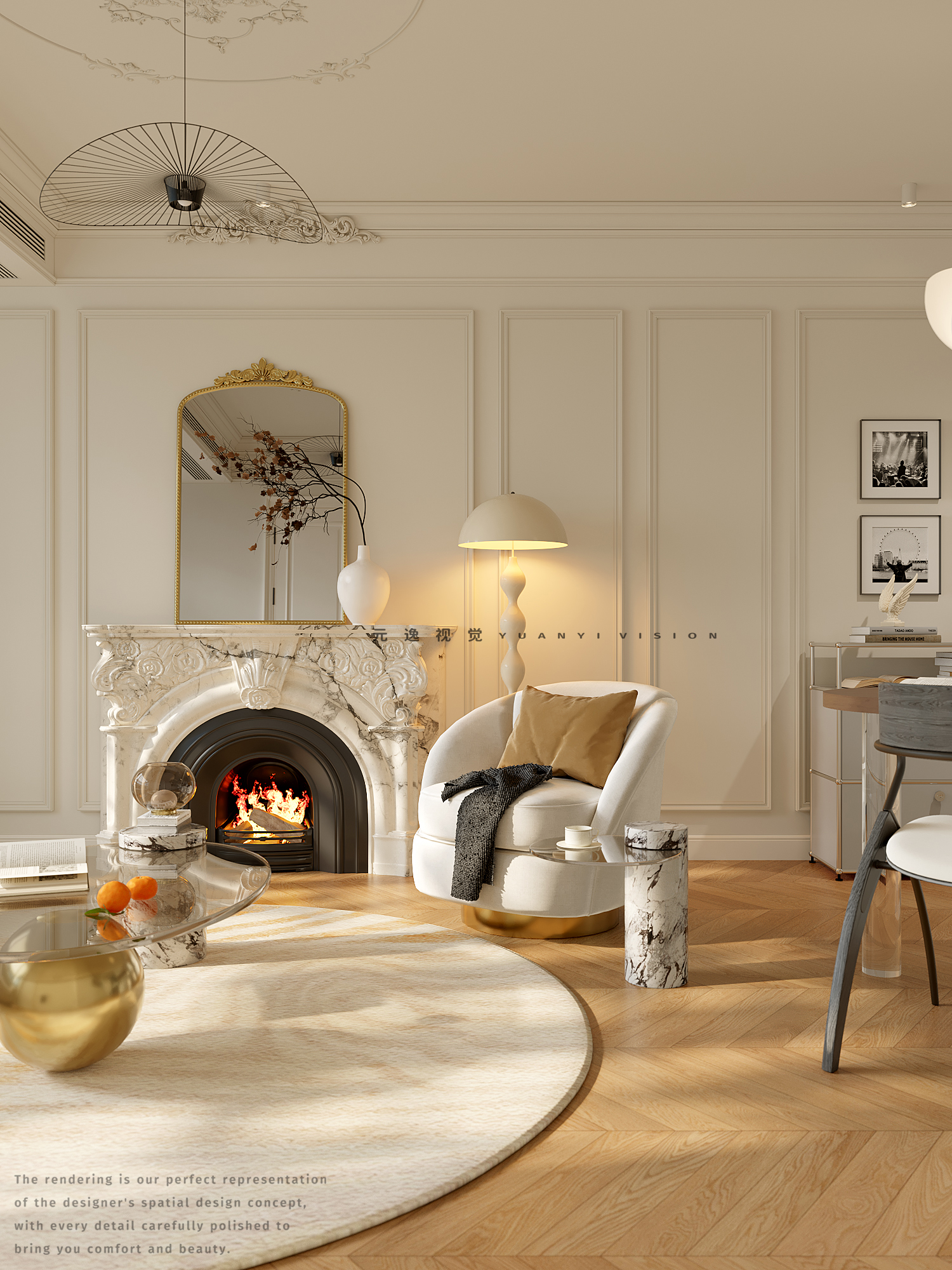 解构法式美学 · 住宅全案设计个人效果图表现-5