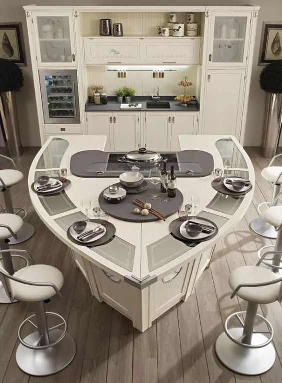 厨房岛台结合餐桌设计-32