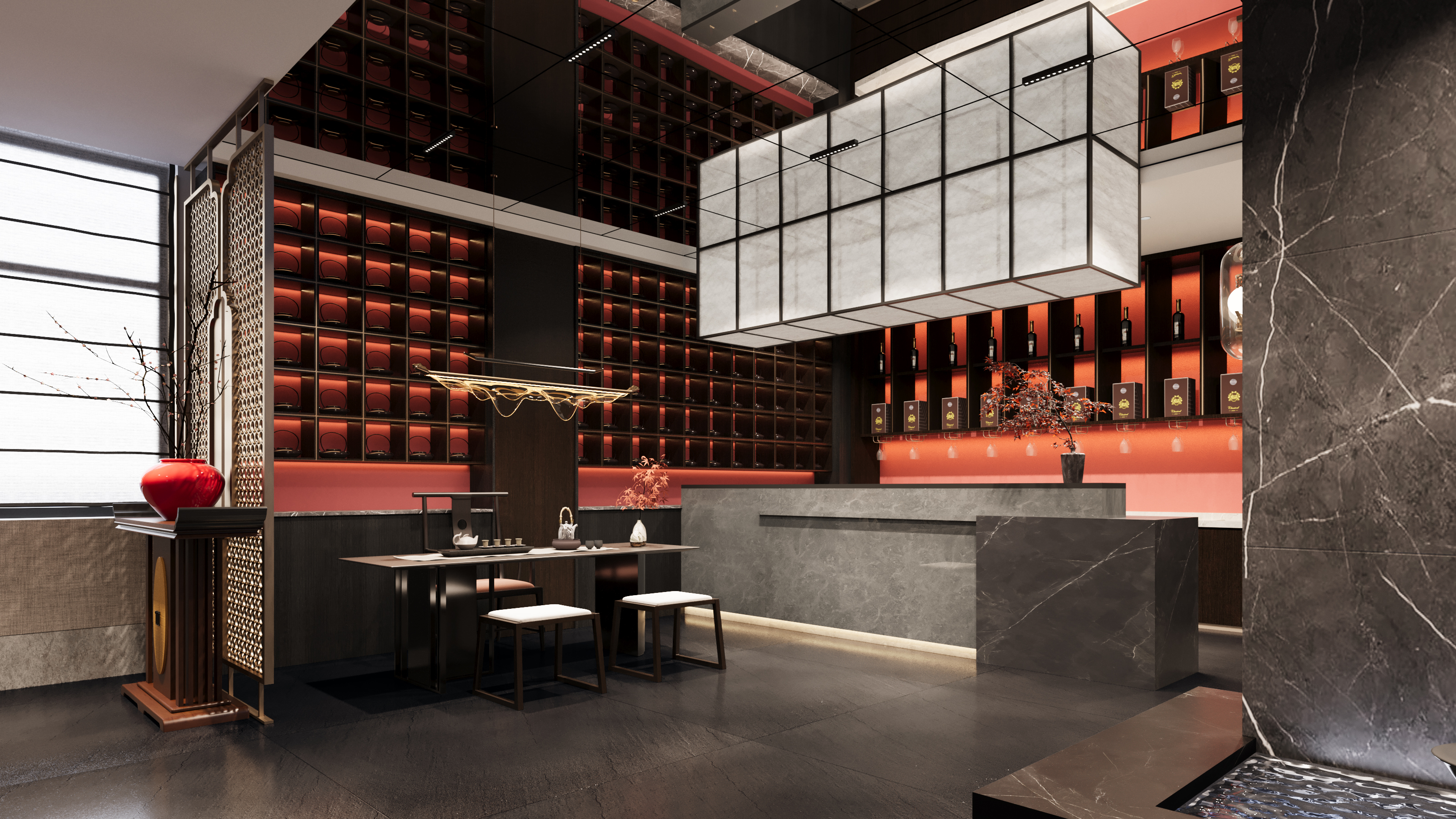 国风酒店餐饮空间设计+表现-1