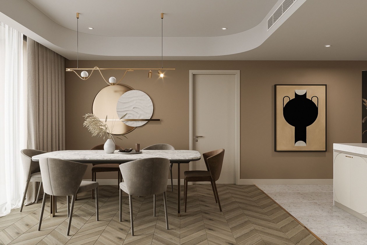 现代浅咖色系住宅空间设计-4