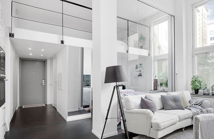 41 平米北欧风公寓，高挑天花与全白设计尽显自然光-11