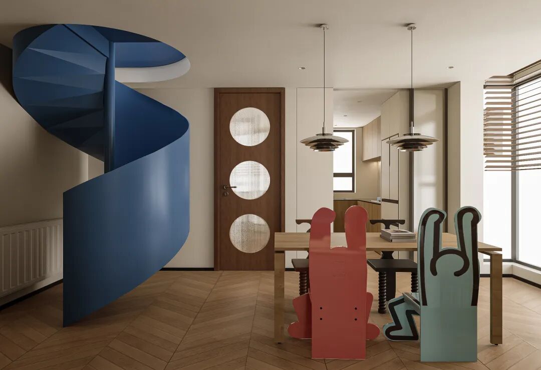 假设概念|《旋境》132㎡中古包斯豪复式，用色彩碰撞高级的艺术-0