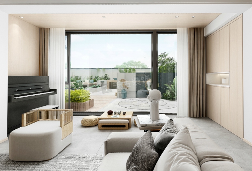 巴南融汇观江大平层日式风格设计丨南坪天古装饰-5