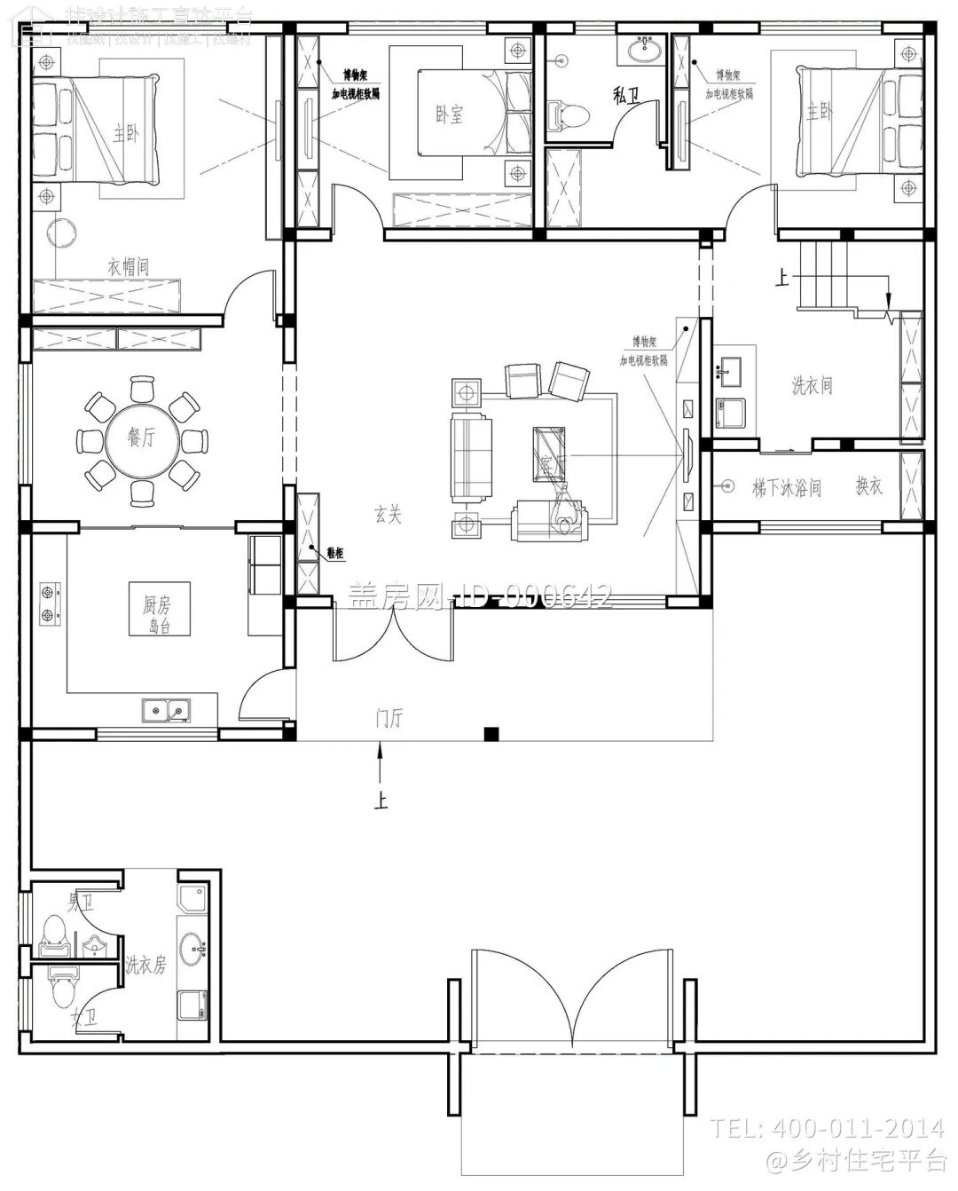 【设计师案例】土建参考造价61万，面宽16m×进深12.5m河南新乡二层欧式别墅-16