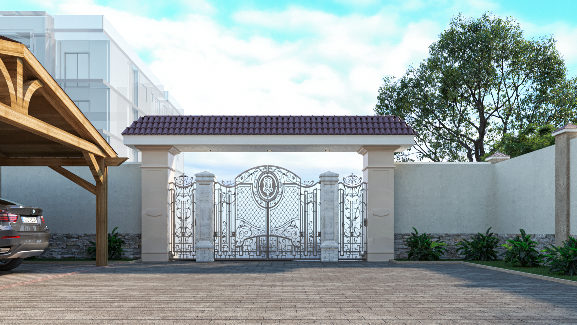 别墅花园和围栏设计-4