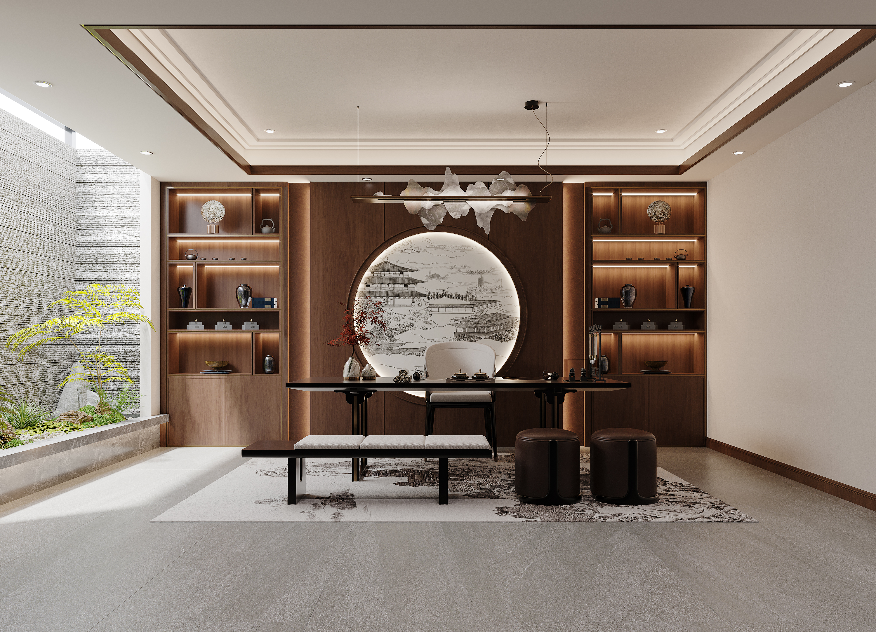 新中式挑空别墅地下室-4