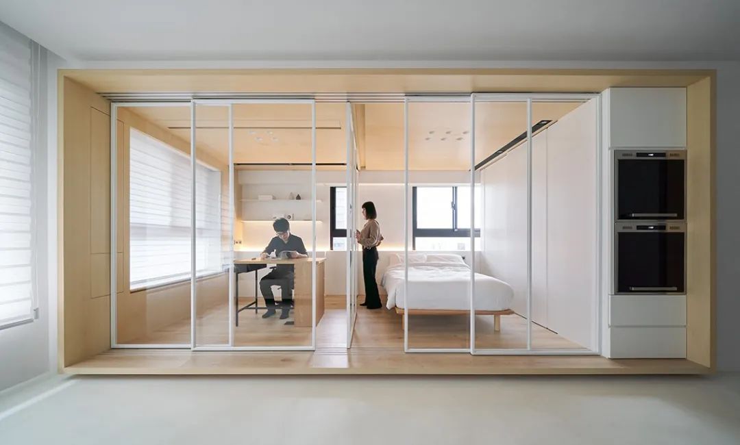 50㎡两居室小宅，弹性利用空间，打造充满变化的盒中盒 | 虫点子设计-36