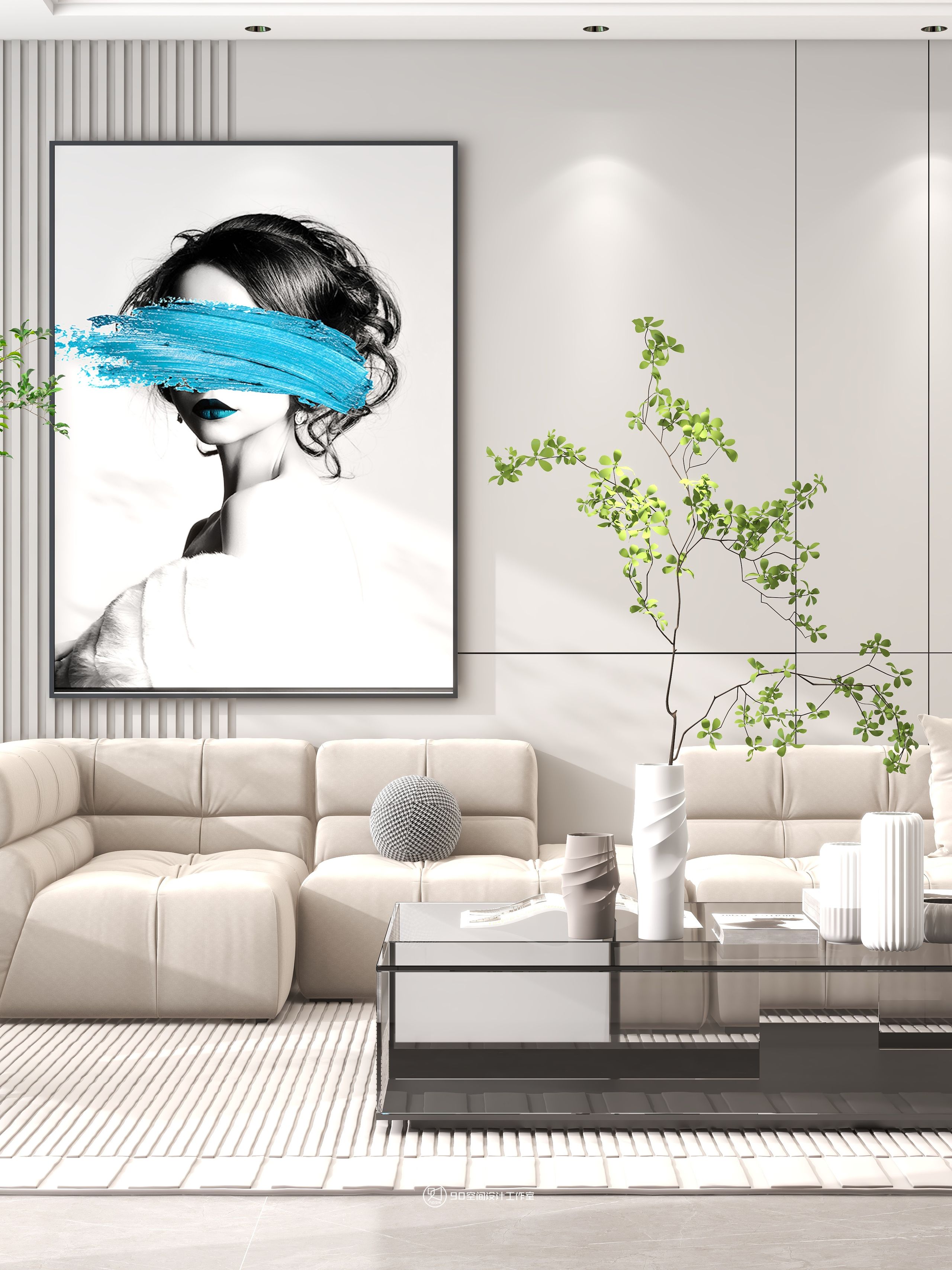 蒲公英现代风格住宅设计丨90 空间设计-4