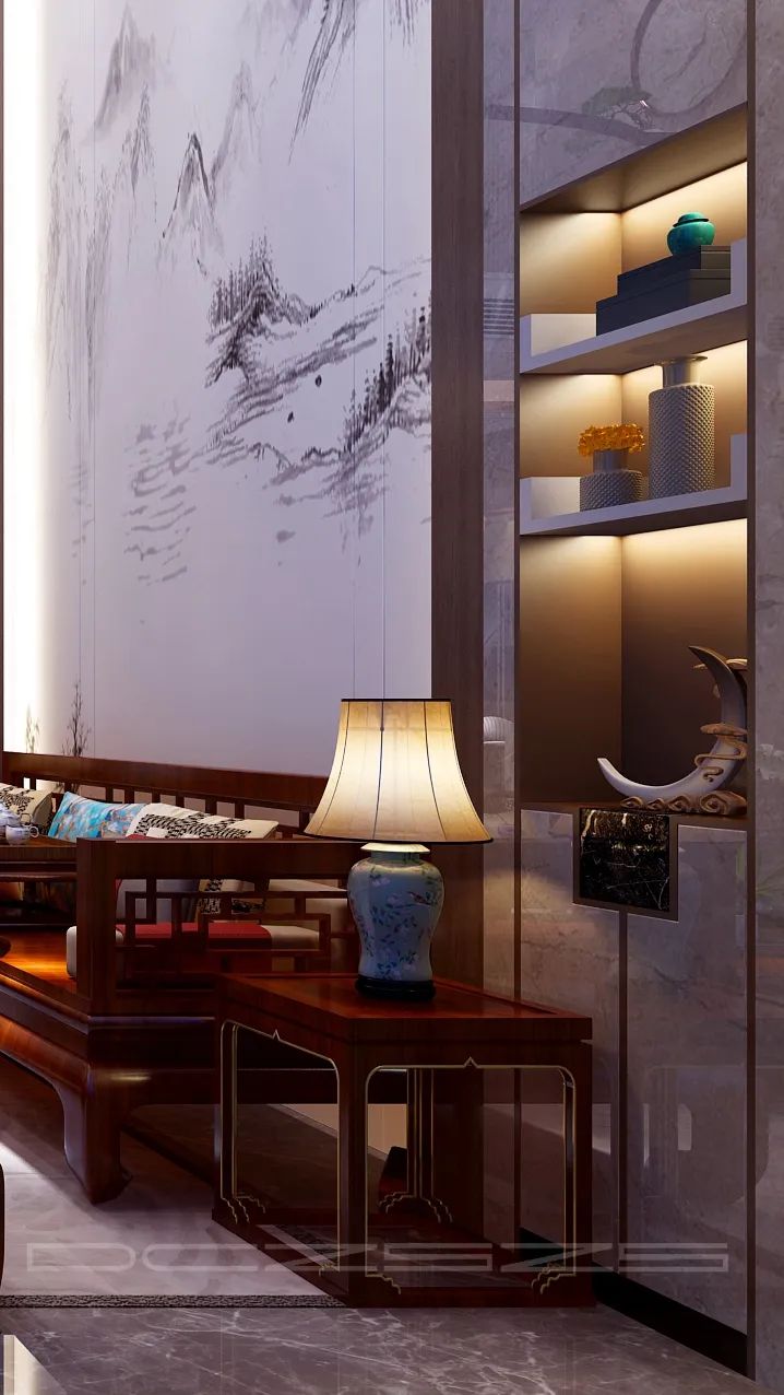 《东成至盛》新中式别墅设计丨木美空间设计-31