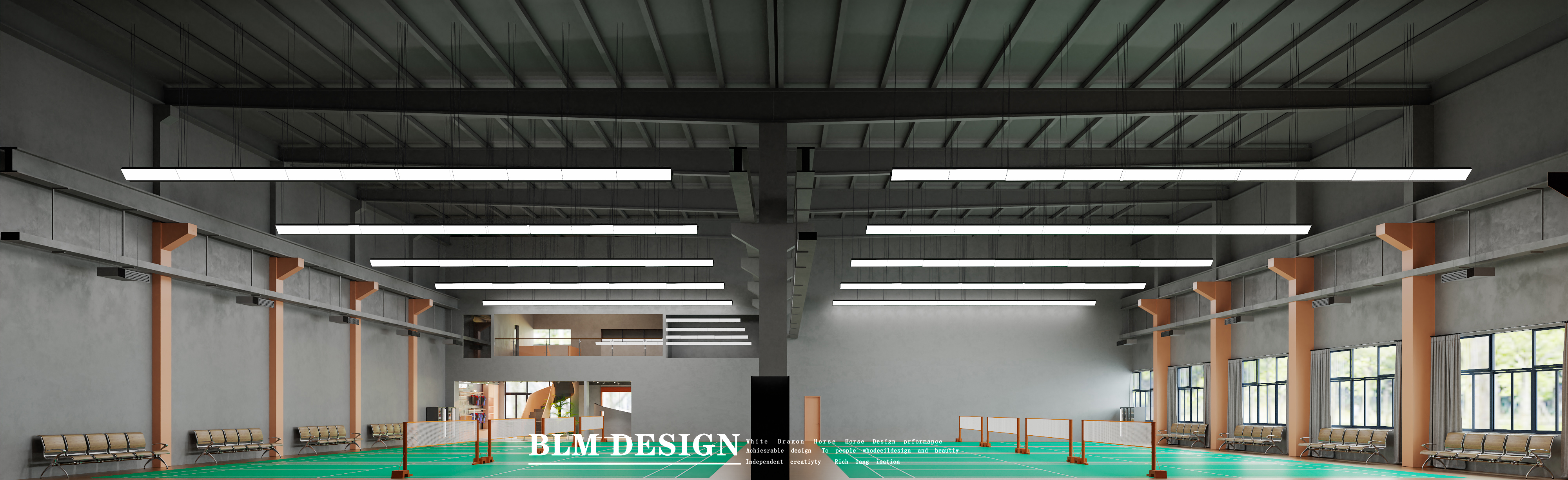 羽毛球馆  白龙马效果图设计制作-5