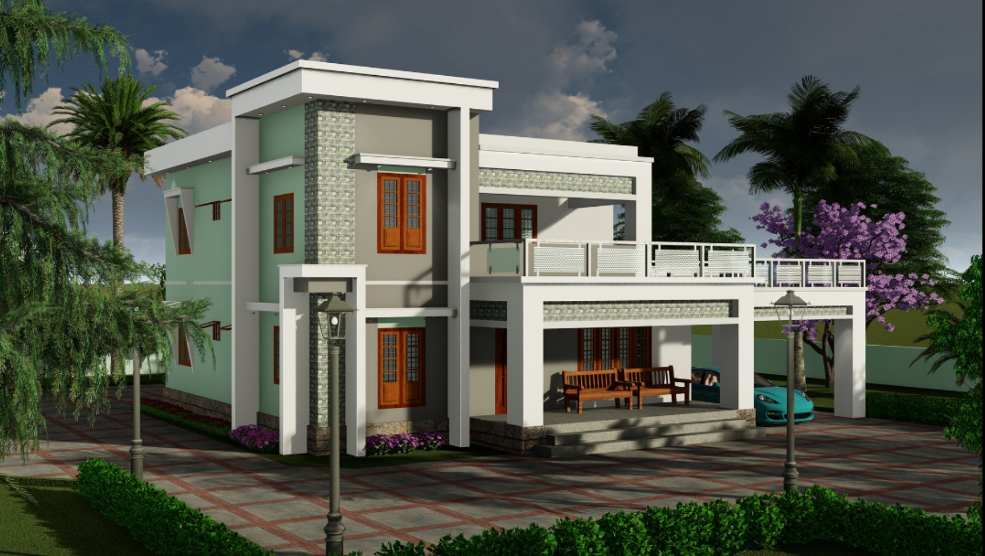 Villa With Landscape Architectural 3D Visual-5