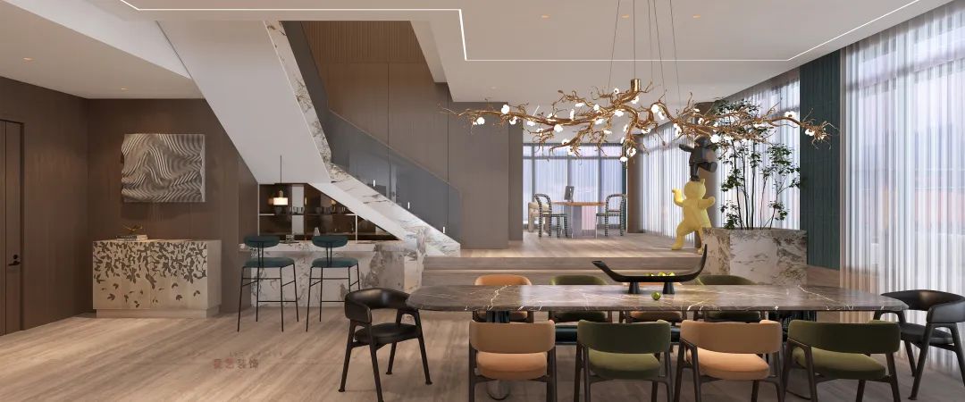 橙绿碰撞,现代轻奢的 600㎡自然空间丨柳军友-7