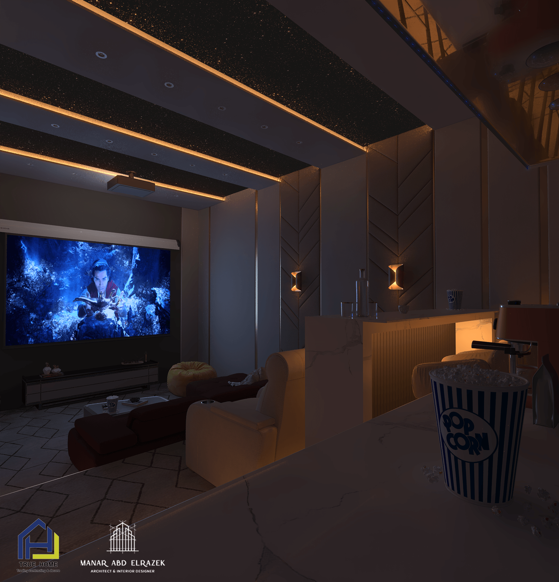 家庭影院室内设计丨卡塔尔丨TRUE HOME-9