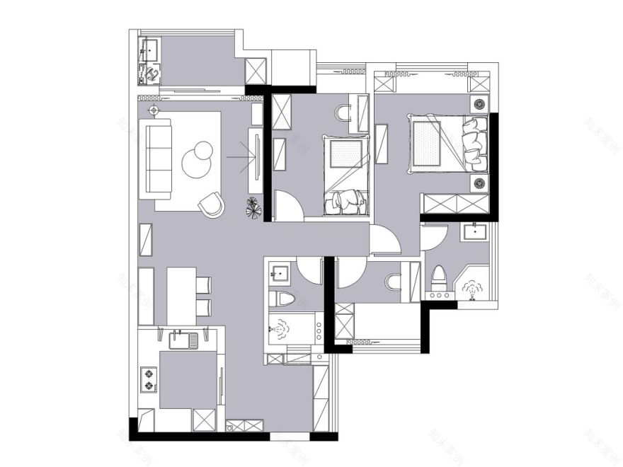 89㎡北欧小三房,原木质感打造舒适自然空间-5