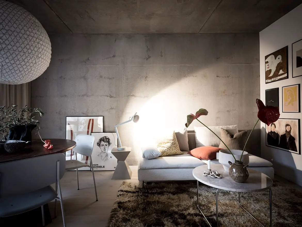 工业风 46m²小户型，原始混凝土墙的独特魅力-3