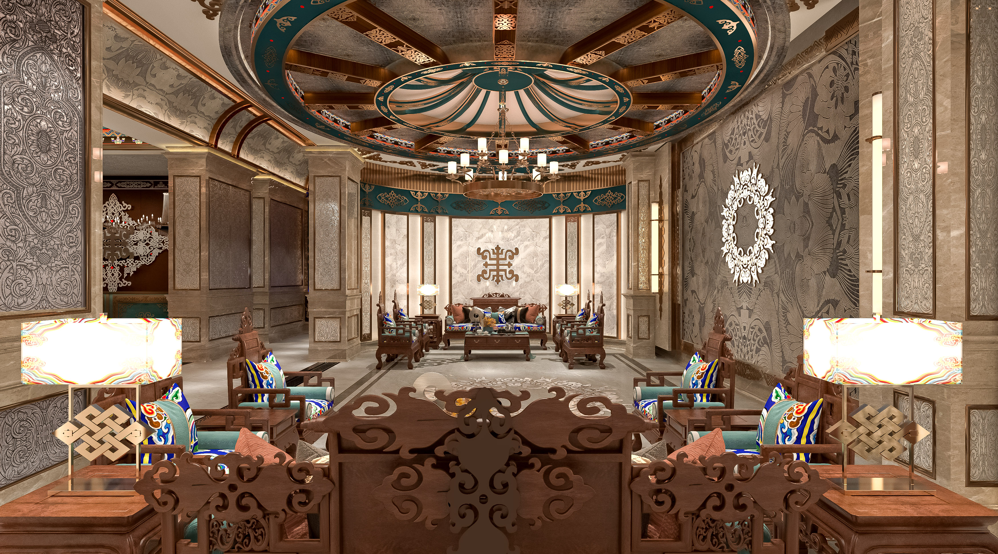 蒙元文化酒店大堂设计-9