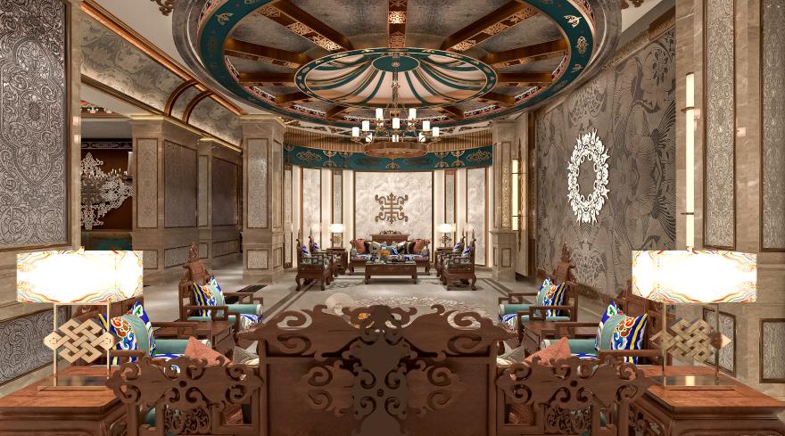 蒙元文化酒店大堂设计-9