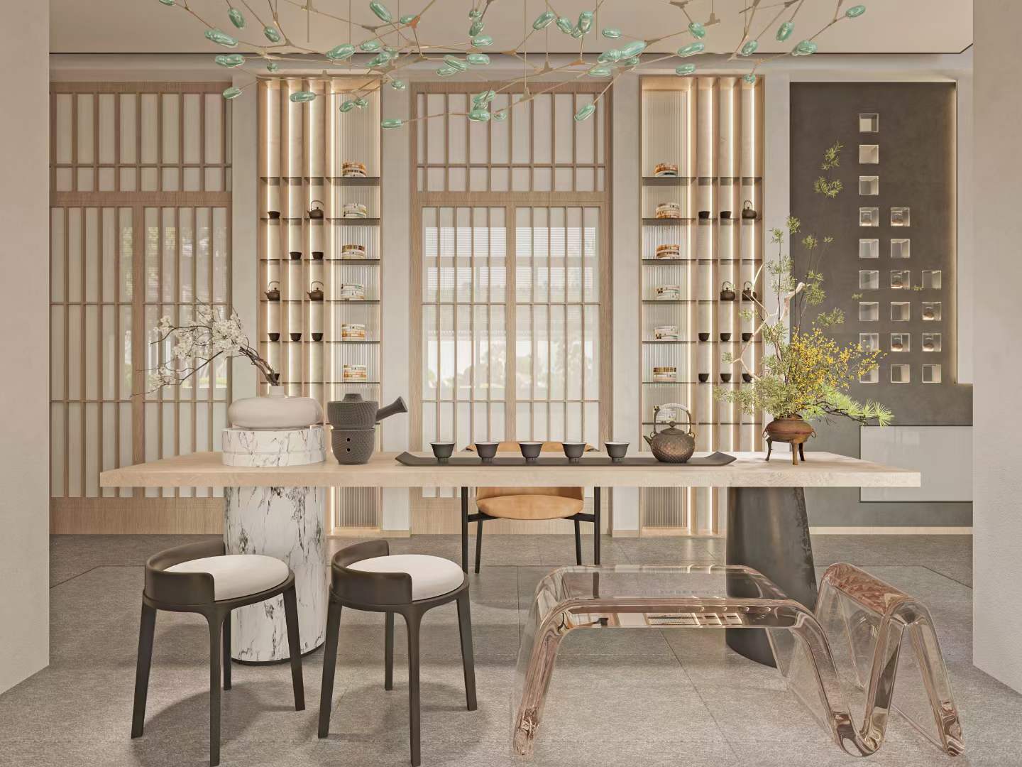 ​新中式茶楼 ​整体色调温和雅致 ​沉稳大气舒适自然-7