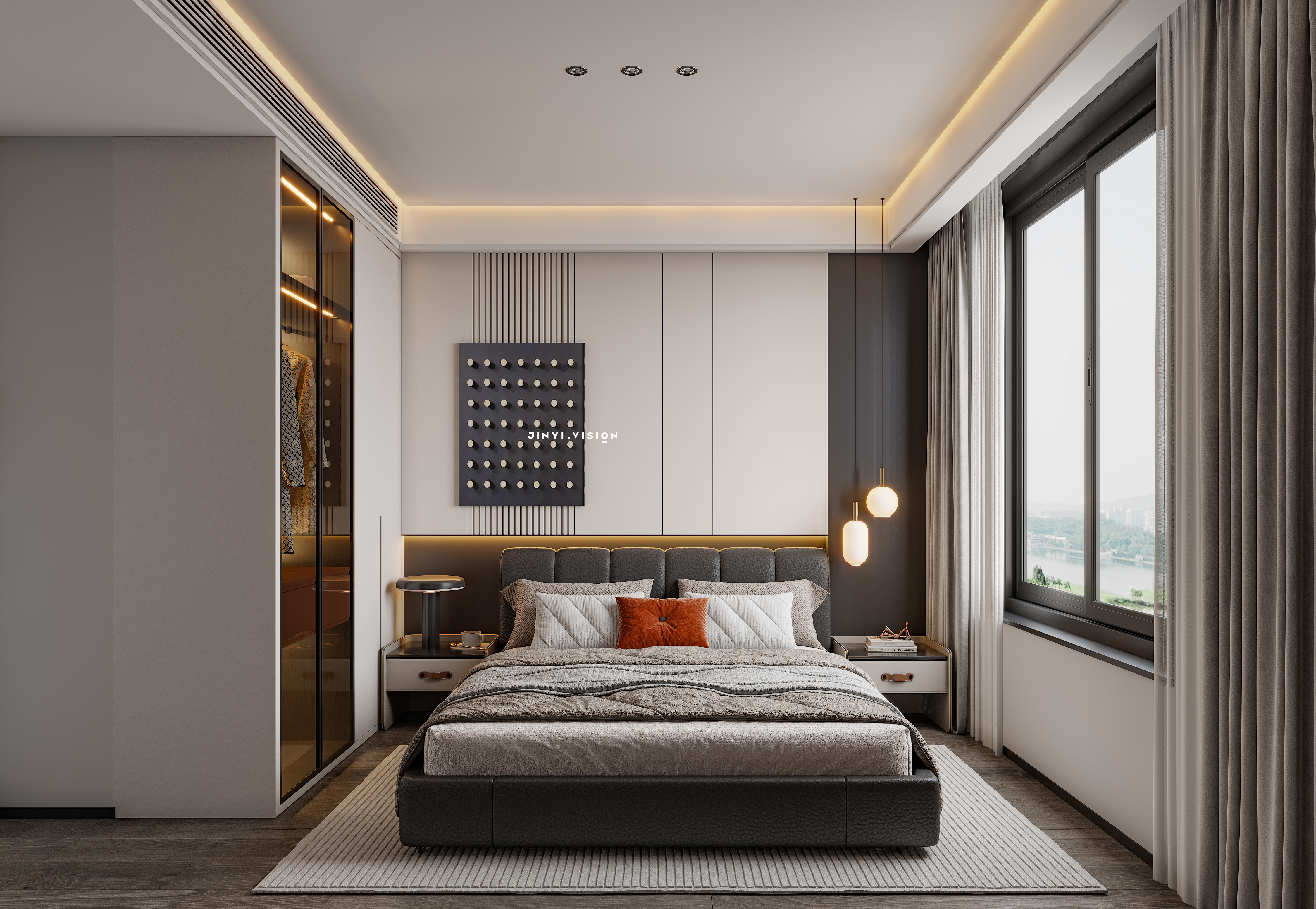 现代暗黑大平层-9