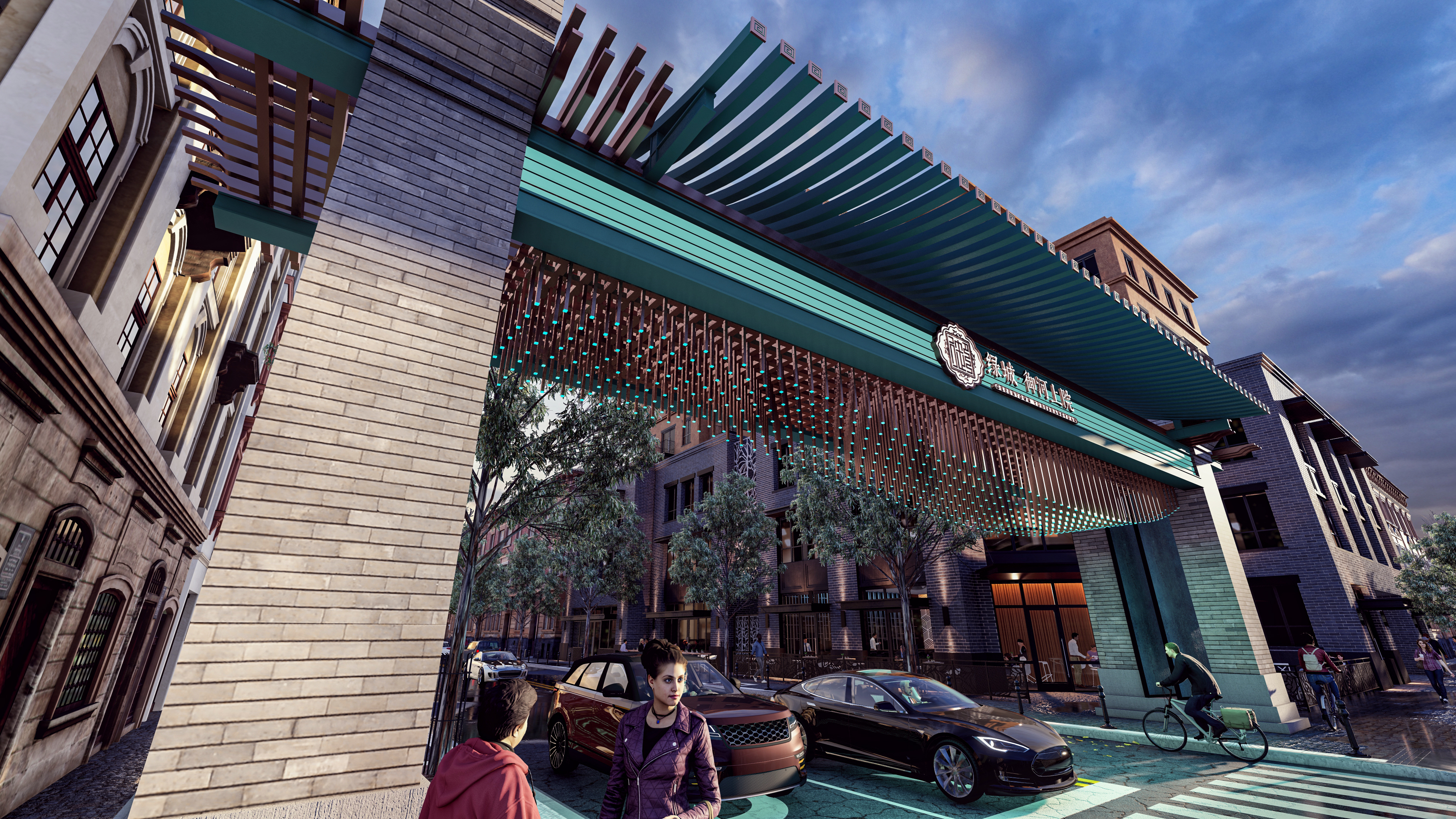 绿城御河上院别墅区商业街道龙门架设计丨中国石家庄-13