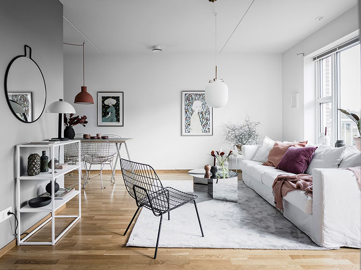 粉色点缀的哥德堡白色公寓-4