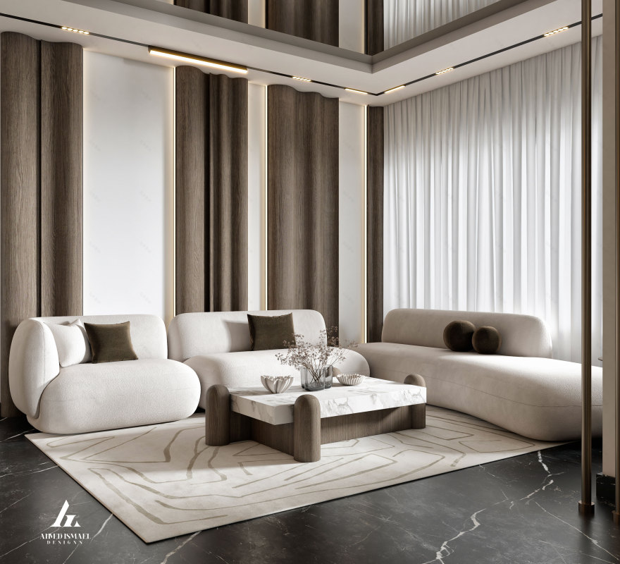 奢华现代接待区设计丨@ahmedismail_designs-16