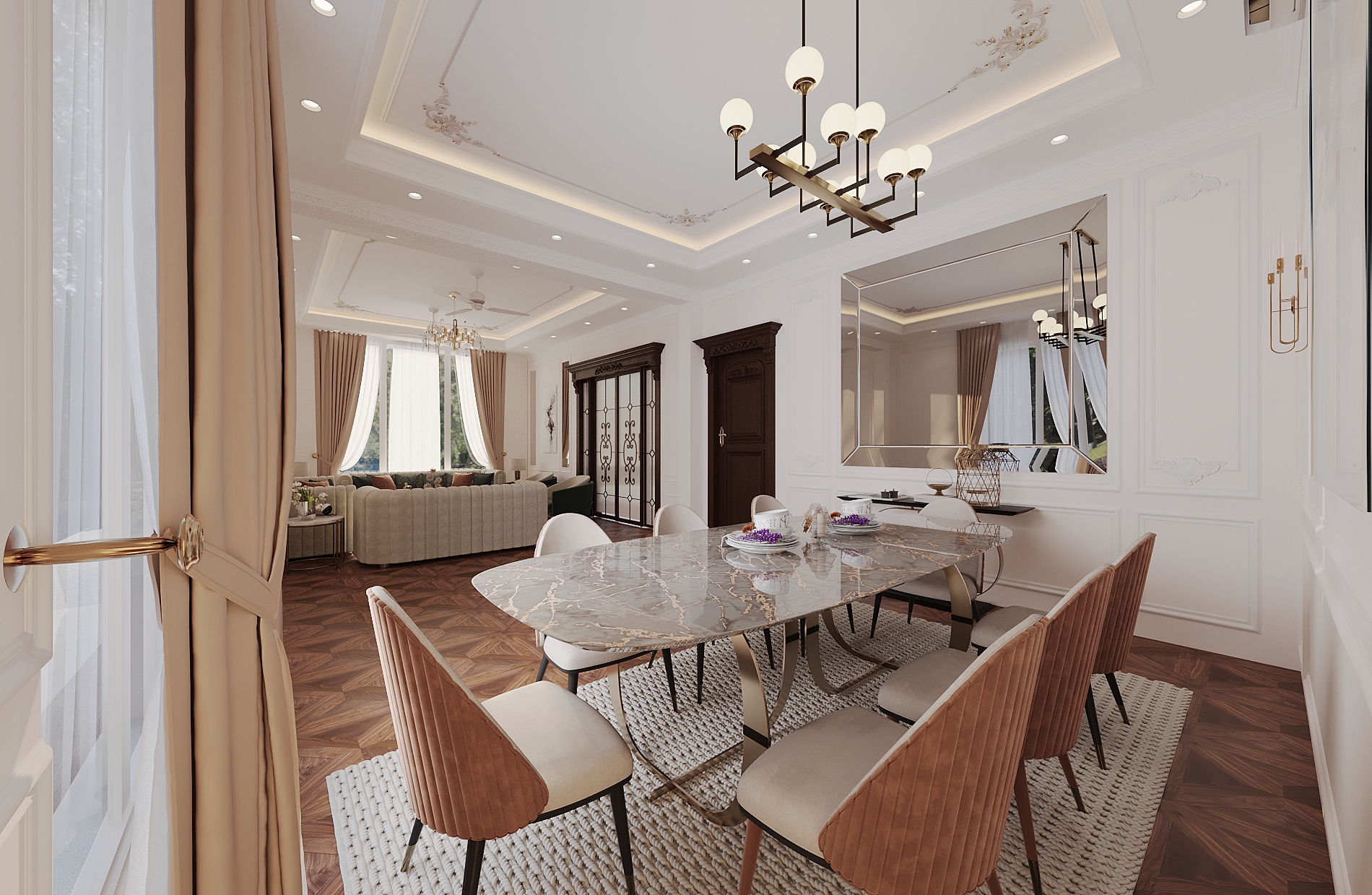 Drawing Dining Classical interior-3