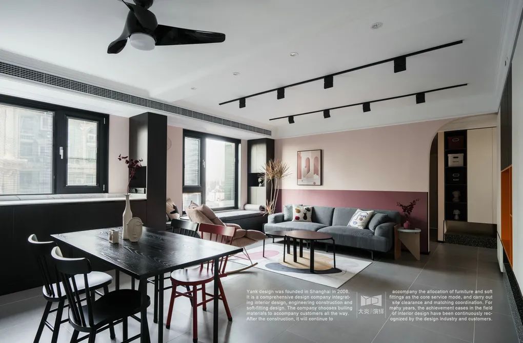 上海 102 平北欧风之家,粉色++ 白色++ 黑色大胆用色,储物空间超强-58