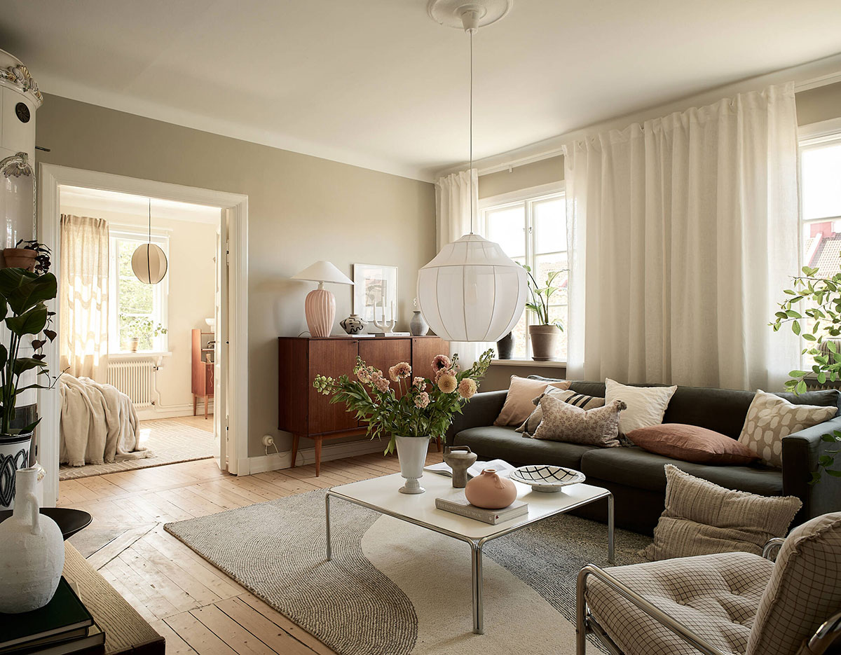 瑞典 60 平米温馨公寓,丰富纺织品打造舒适氛围-1