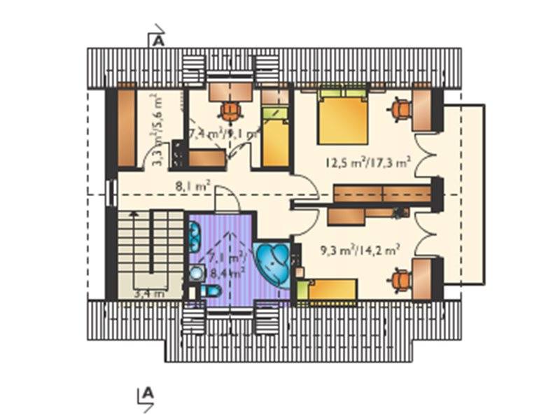 三种带封闭厨房的坡屋顶房屋设计方案-10