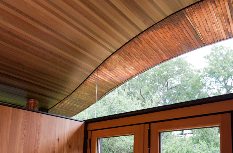 西丘山带弧形绿色屋顶的泳池屋丨Murray Legge Architecture-29