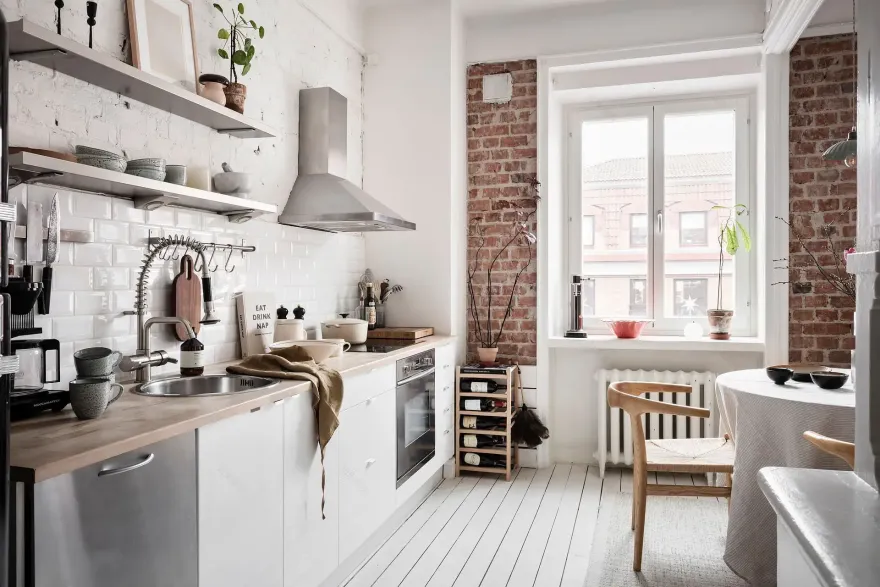 瑞典 55m2 复古一居,砖墙设计亮点受瞩目-5