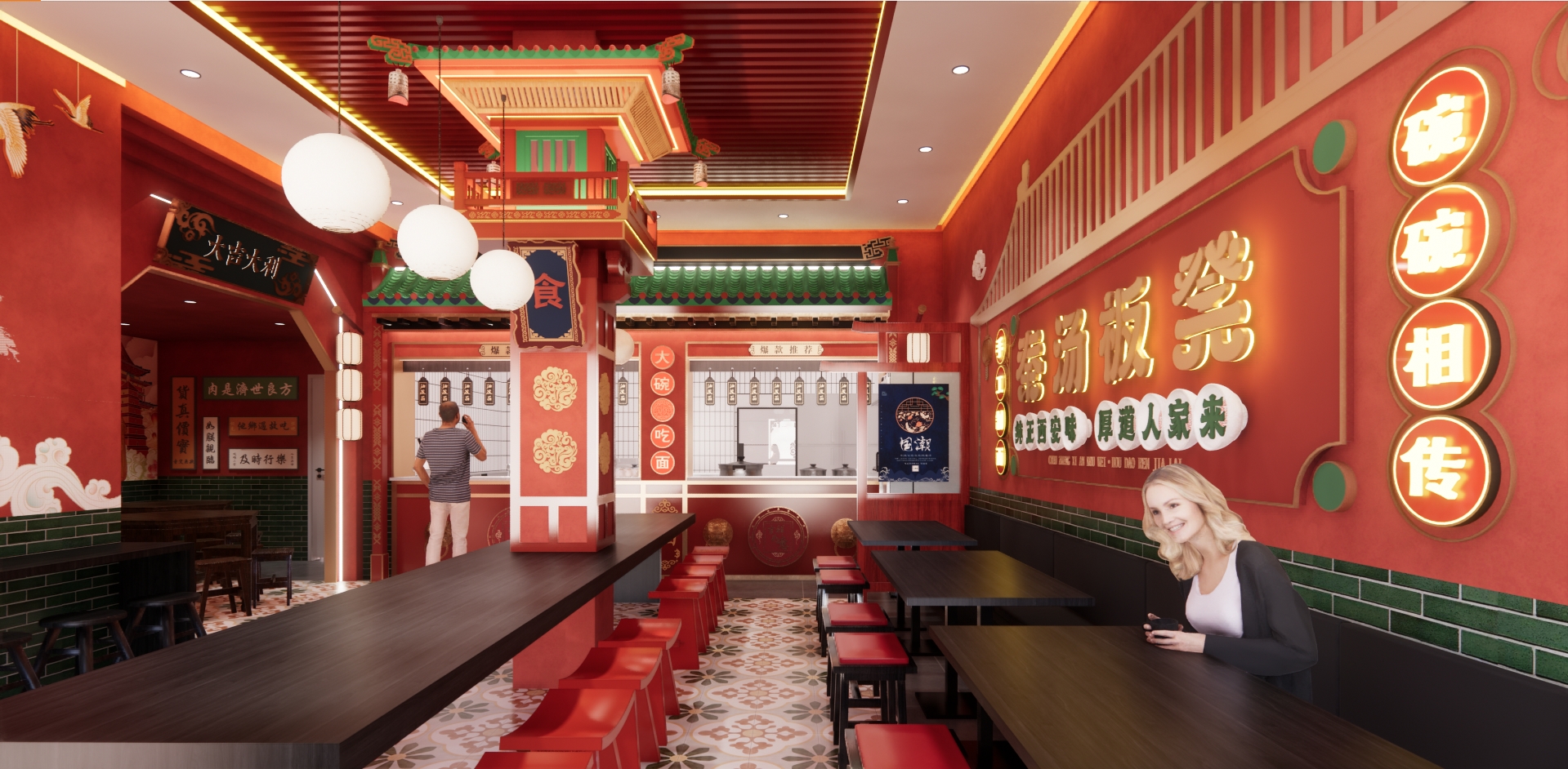 【秦汤板凳】天津网红西安面馆设计-35