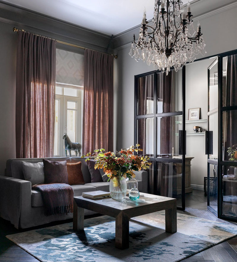 莫斯科120㎡幽雅的深色调公寓-0
