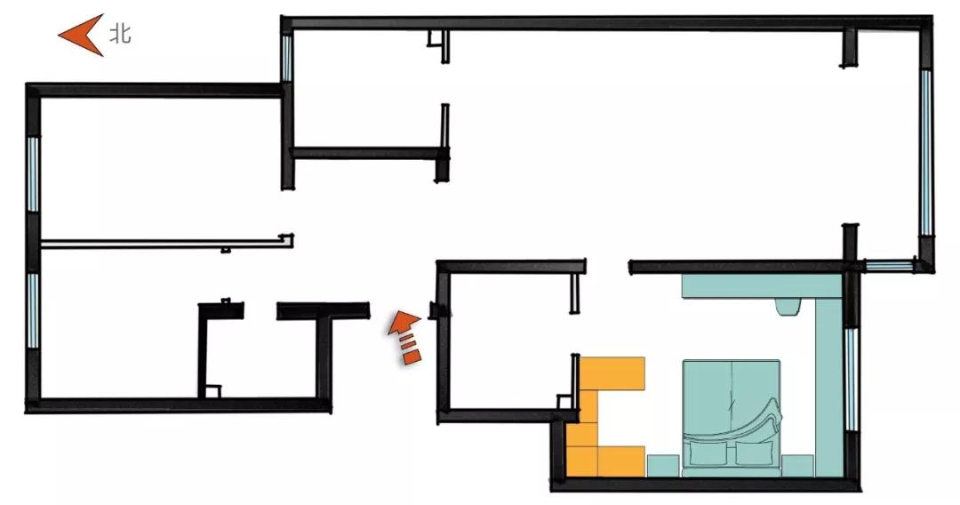 莫兰迪色系撞色设计,打造 107㎡三室一厅的时尚空间-16
