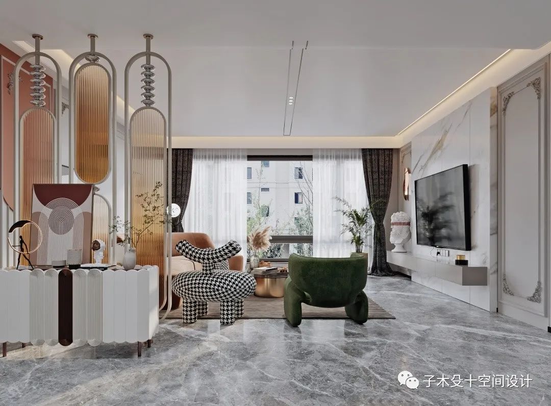 艺术包围的家 · 现代轻奢的爱马仕橙空间丨子木殳十空间设计-18