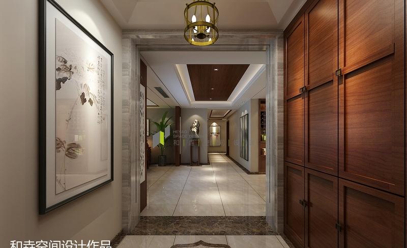 
聊城南苑新城别墅新中式风格装修设计案例 -1