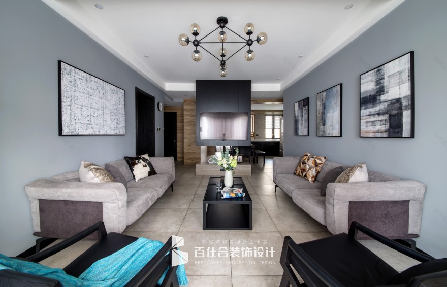 自“游”空间——139㎡摩登洋派现代宅 百仕合装饰设计-3