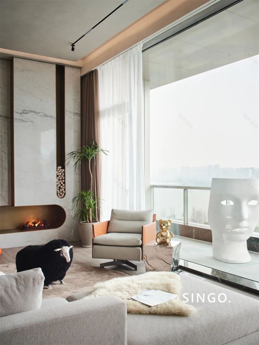 现代轻奢宁波钓渔台复式住宅丨中国宁波丨星杰全案设计团队-9